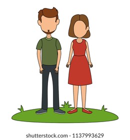 young couple in grass avatars characters