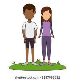 young couple in grass avatars characters