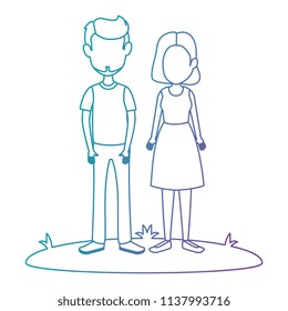 young couple in grass avatars characters