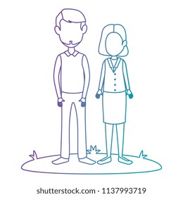 young couple in grass avatars characters