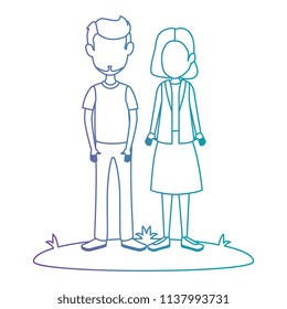 young couple in grass avatars characters