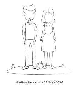 young couple in grass avatars characters