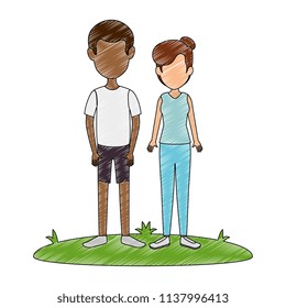 young couple in grass avatars characters