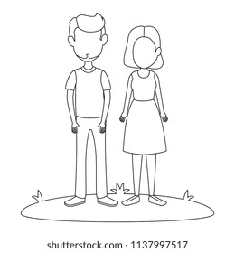 young couple in grass avatars characters