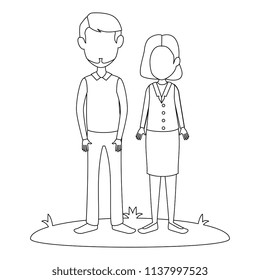 young couple in grass avatars characters