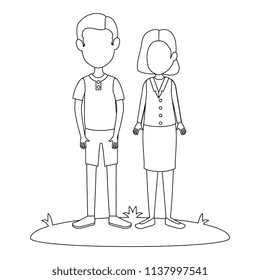 young couple in grass avatars characters