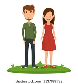 young couple in grass avatars characters