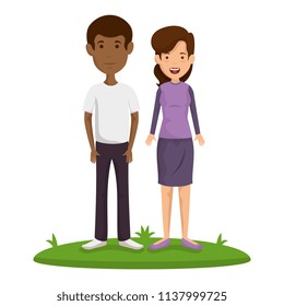 young couple in grass avatars characters