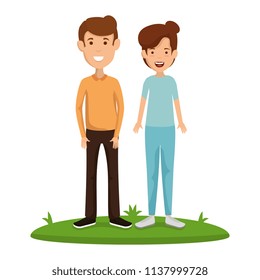 young couple in grass avatars characters