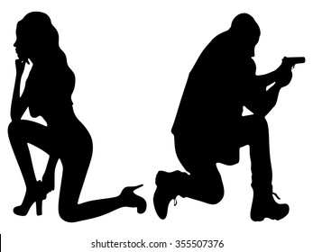 young couple with handguns