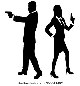 young couple with handguns