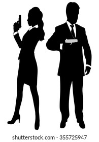 young couple with handguns