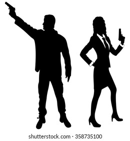 young couple with handguns