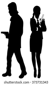 young couple with handguns