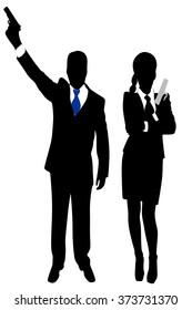 young couple with handguns