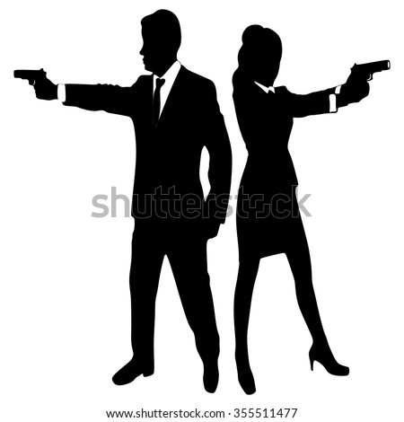 young couple with handguns