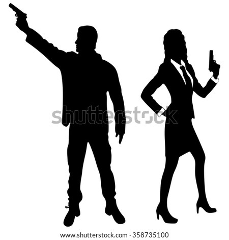 young couple with handguns