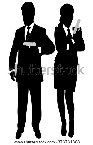 young couple with handguns