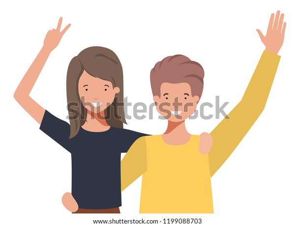 Young Couple Hands Avatar Character Stock Vector (Royalty Free) 1199088703