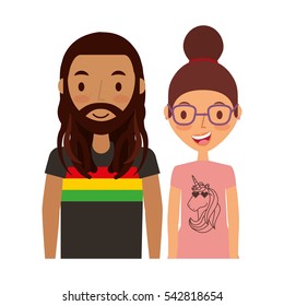 young couple happy icon vector illustration design
