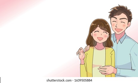 The young couple is happy.With copy space.