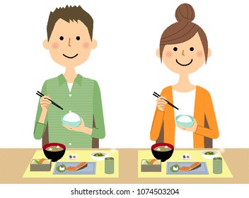 Young couple to have a meal