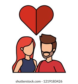 young couple with heart love