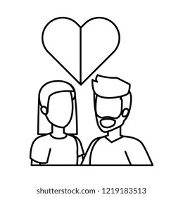 young couple with heart love