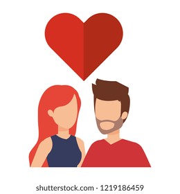 young couple with heart love