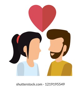 young couple with heart love