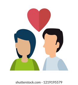 young couple with heart love