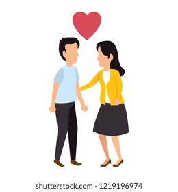 young couple with heart love