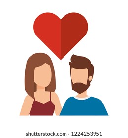young couple with heart love