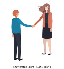 young couple holding hands avatar character