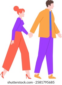 Young couple holding hands and walking together, enjoying a romantic stroll filled with love and affection, celebrating their relationship and the joy of togetherness