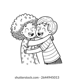 Jovem casal abraçando de perto, relacionamento afetuoso e amoroso - Ilustração Vetor