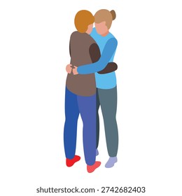 Young couple is hugging each other tightly, expressing love and affection