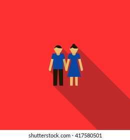 Young couple icon in flat style