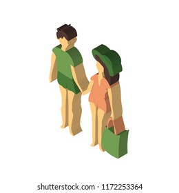 Young couple isometric left top view 3D icon