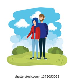young couple in the landscape