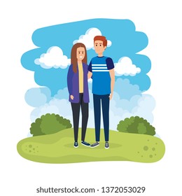 young couple in the landscape