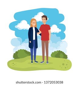 young couple in the landscape