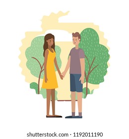 young couple in the landscape avatar character