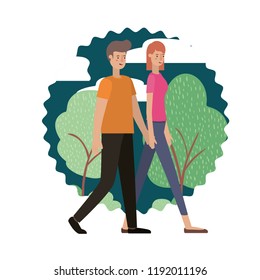 young couple in the landscape avatar character