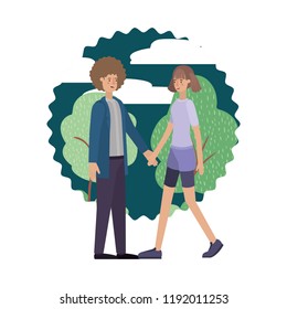 young couple in the landscape avatar character