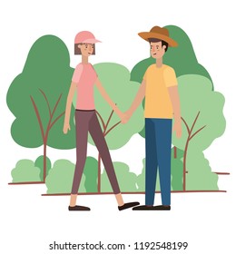 young couple in the landscape avatar character