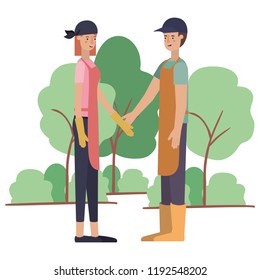 young couple in the landscape avatar character