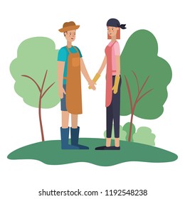 young couple in the landscape avatar character