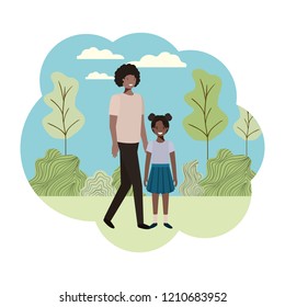 young couple with landscape avatar character