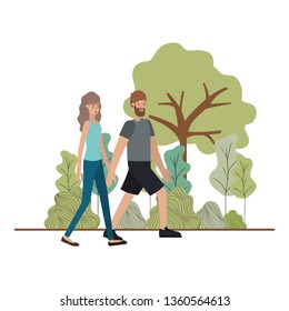 young couple in the landscape avatar character